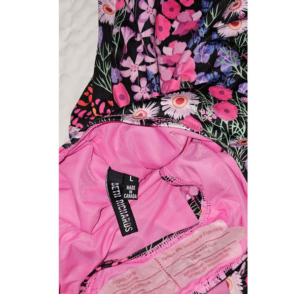 New Free People BETH RICHARDS Sophia One Piece Swimsuit $280 L Black Garden - Picture 8 of 9